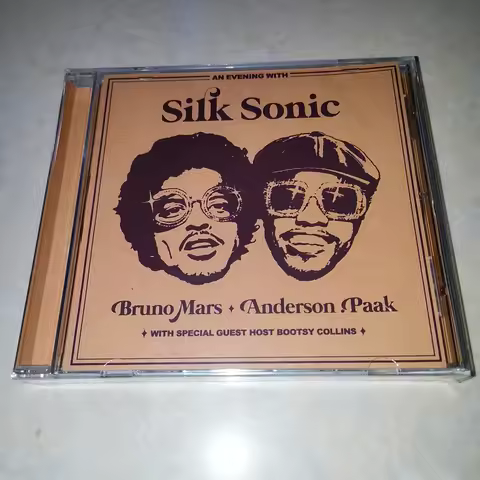 Classic Bruno Mars Anderson Paak Music CD An Evening with Silk Sonic Album Cosplay Walkman Car Compact Disc Soundtracks Box Gift