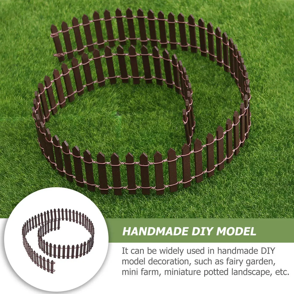 

2Pcs Mini Garden Fence Flexible Wooden Mini Fence Adornments for DIY Micro Landscape Photo Prop Decor Durable Adornments