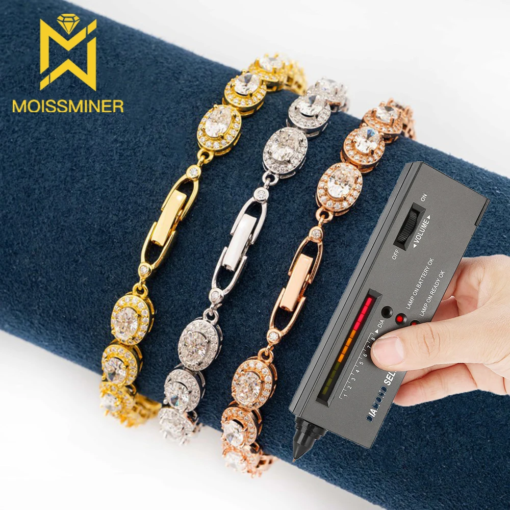 Ellipse Moissanite Tennis Chain Bracelets For Men S925 Silver Real Diamond Hand Chain Women High-End Jewelry Pass Tester