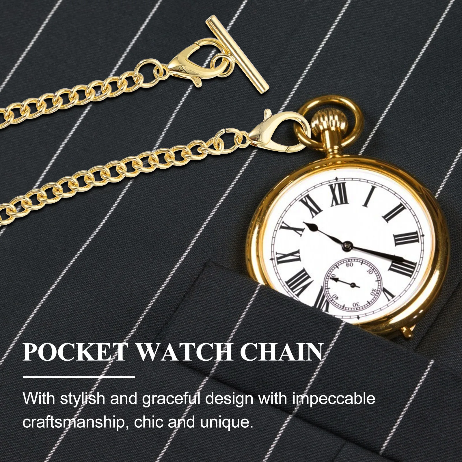 

Pocket Watch Metal Chain Electroplated Hanging Accessory Golden Mechanical Buckle Clothing Chain Stylish Design Long Lasting