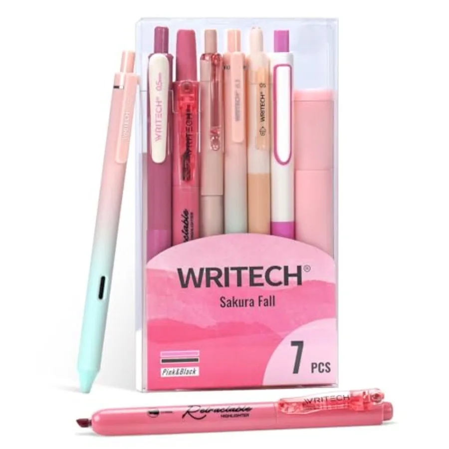 

Gel Pens Journaling Highlighters: Journal Set Aesthetic Assorted Pastel Color Ink 0.5mm Fine Point Retractable 0.7mm Black Pen
