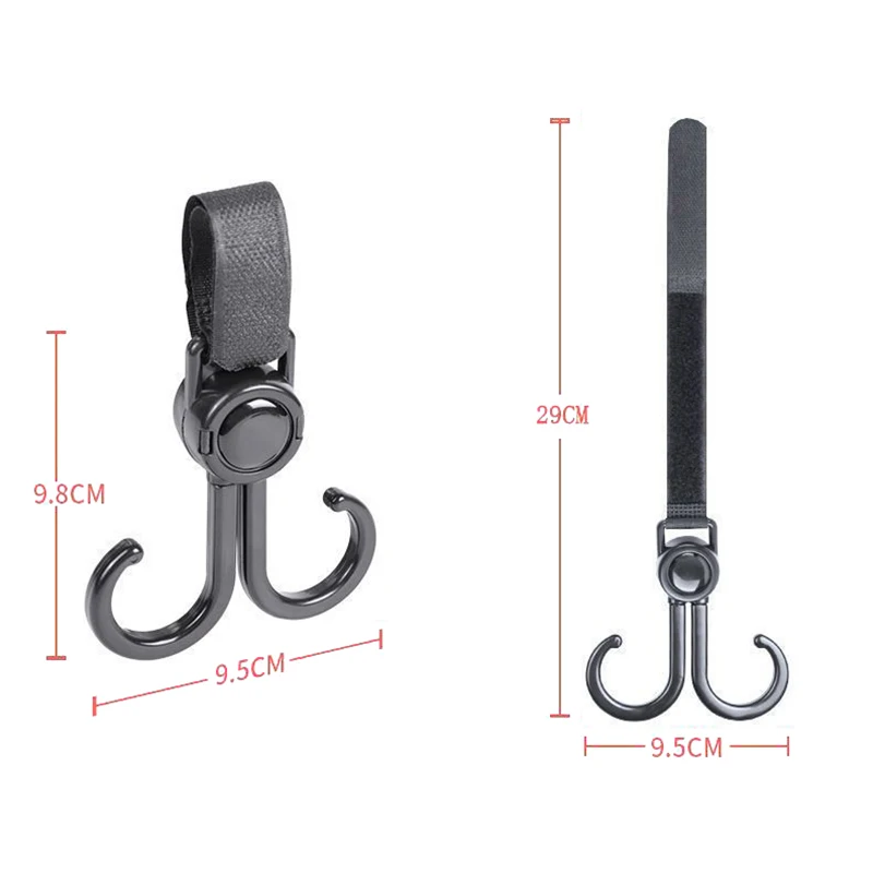 1/2Pcs Baby Stroller Double Hooks Multifunctional Hook For Bicycles Electric Vehicle Motorcycles Scooters Rotate Storage
