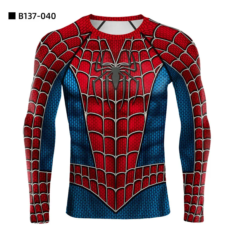 New Super-Man Customize Logo Mens Gym Wear Compression Shirt Clothing Long Sleeve Tights Sports Quicky Dry Sport Top Nice