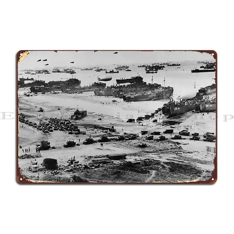 Посадочное ремесло в Нормандии, Франции на день D, 6 июня 1944 года, металлический знак, плакат, гараж, вечерние клуб, проектирование дома, жестяной плакат