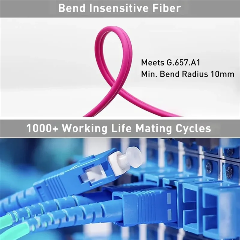 OM4 광섬유 패치 케이블용 AA60-10G/40G/100G LC-LC UPC 이중/주니퍼 SFP+ /QSFP+ 트랜시버 모듈용 LSZH 재킷