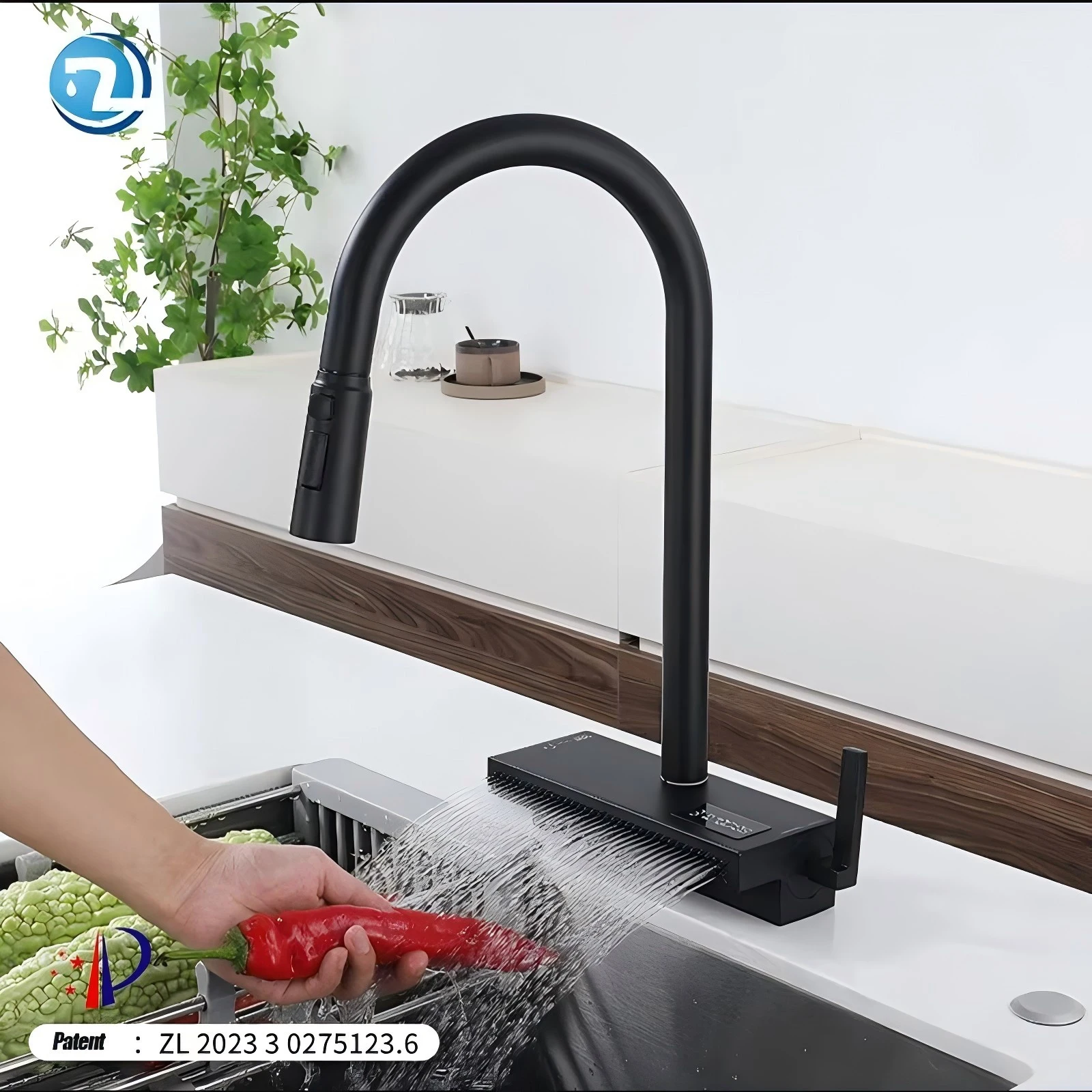 

New Full Kitchen Single Hole Rain Pull Type Cold And Hot Water Faucet Can Rotate The Sink Sink Digital Display