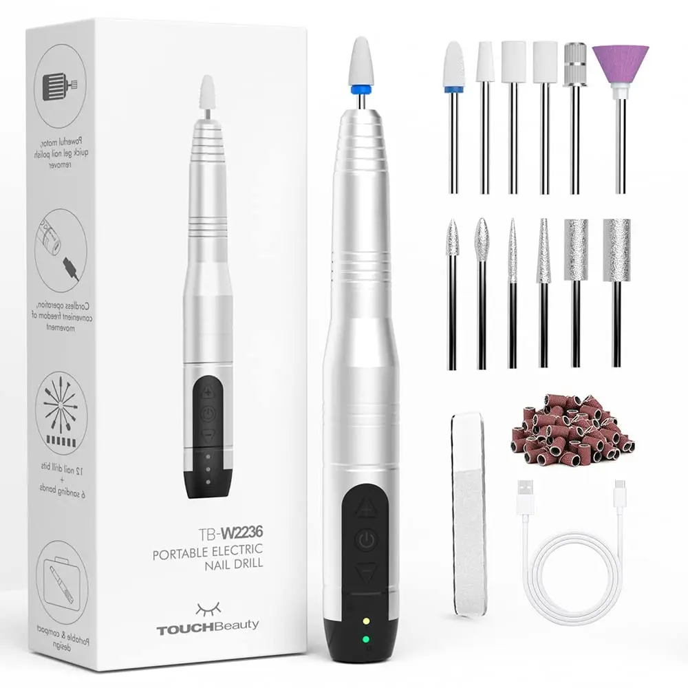 

Cordless Electric Nail Drill 12 in 1 Rechargeable Manicure Kit for Acrylic Gel Nails