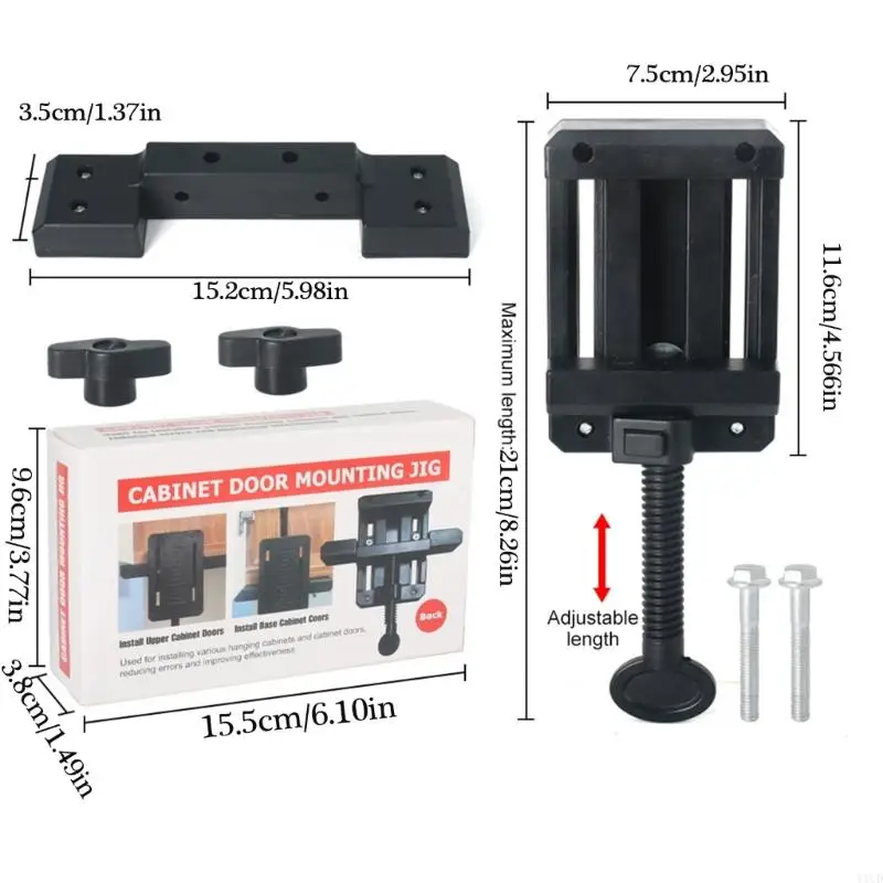 652F Professional Cabinet Door Installation Positioner with Adjustable Length Plastic for Precise Woodworking Projects