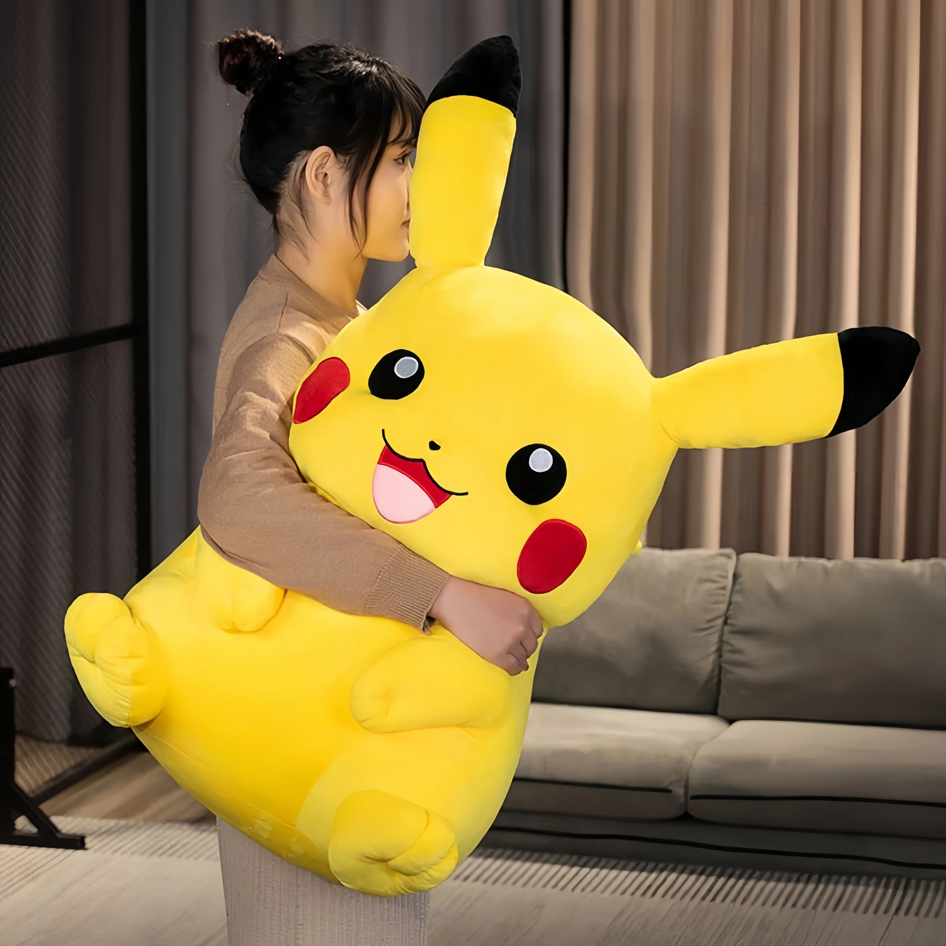 

Big Size Giant Pikachu Pokemon Plush Adorably Pikachu Stuffed Doll Kawaii Anime Room Deocr Soft Sofa Cushion Xmas Gift for Kids