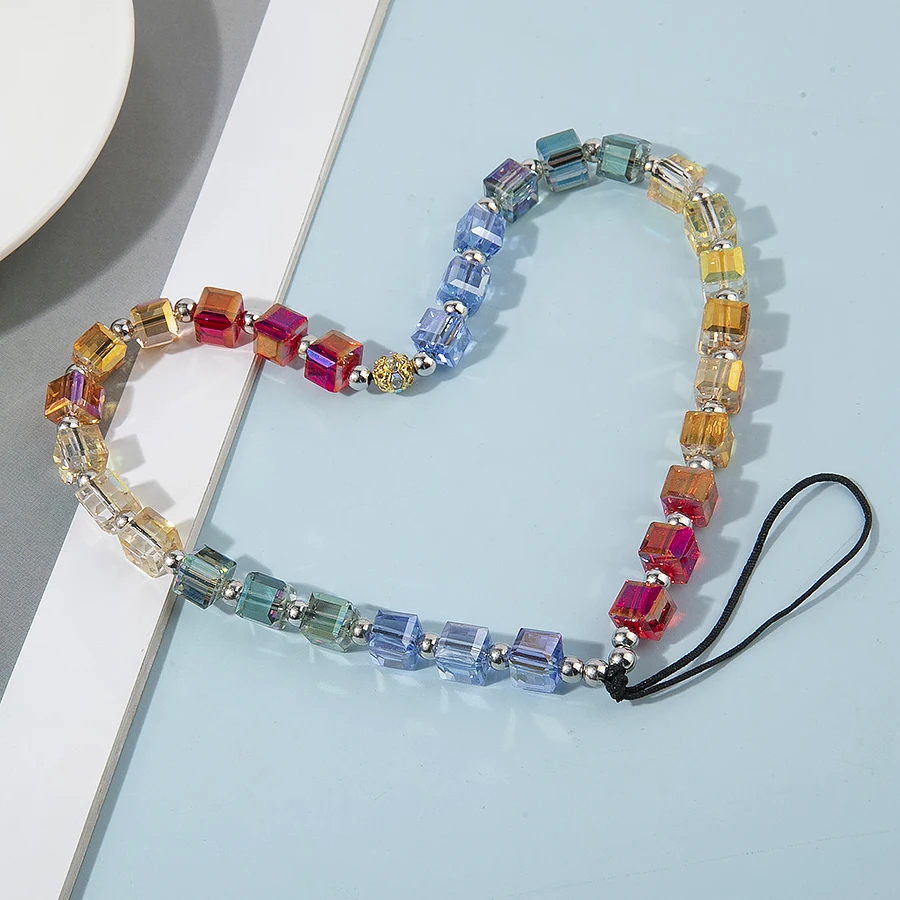 New Multicolor Mobile Phone Strap Lanyard Glass Disk Beads Rope Cellphone Chains For Women Fashion Accessories