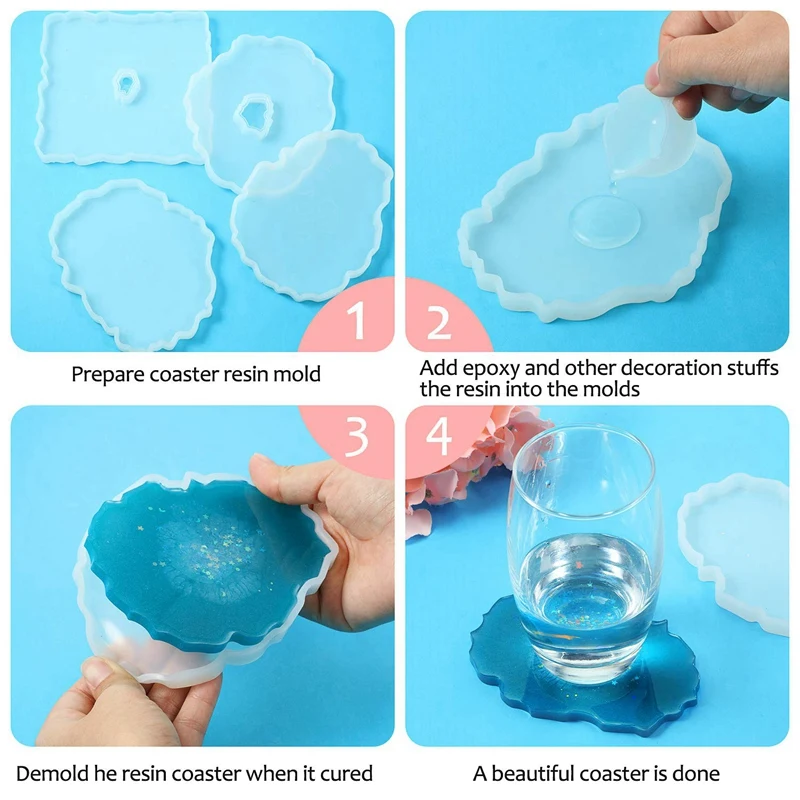 Wine Rack Resin Casting Molds Set Glasses Holder Silicone Molds Irregular Coaster DIY Molds For Coaster Making(6Pcs)