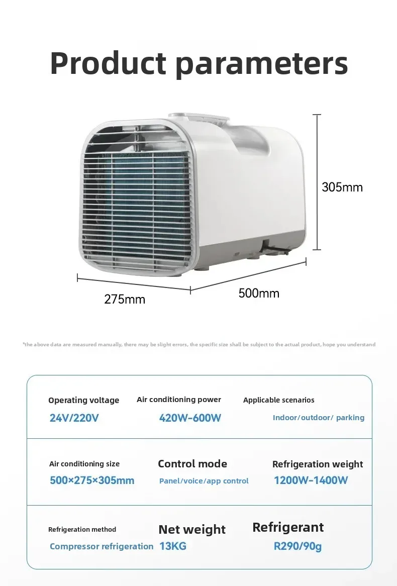 Portable Air Conditioner for RV Tent Camping Outdoor Truck, Mobile Cooling Unit with 12V/24V DC Power Option