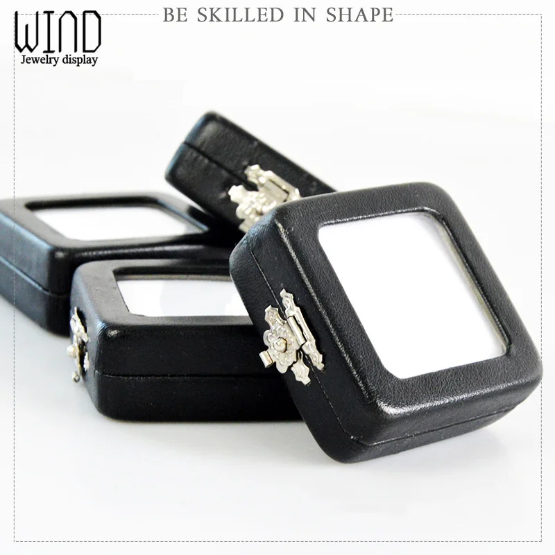 

Черная коробка из искусственной кожи с голым камнем, шкатулка для драгоценностей со стразами и упаковка для свадебного хранения, голая коробка