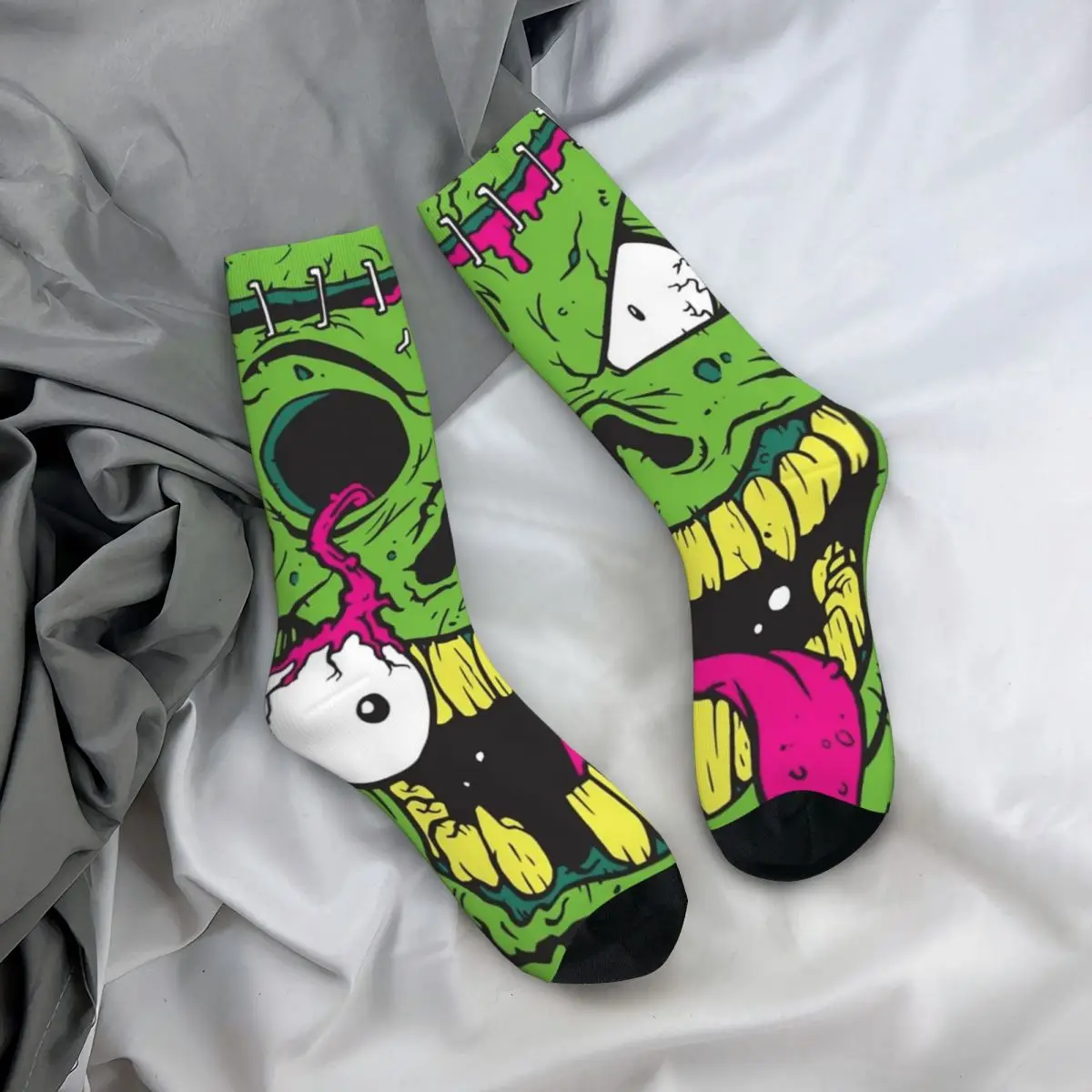 Hip Hop Vintage Popping Zombie Crazy Men\'s Compression Socks Unisex Eyeball Harajuku Pattern Printed Novelty Happy Crew Sock