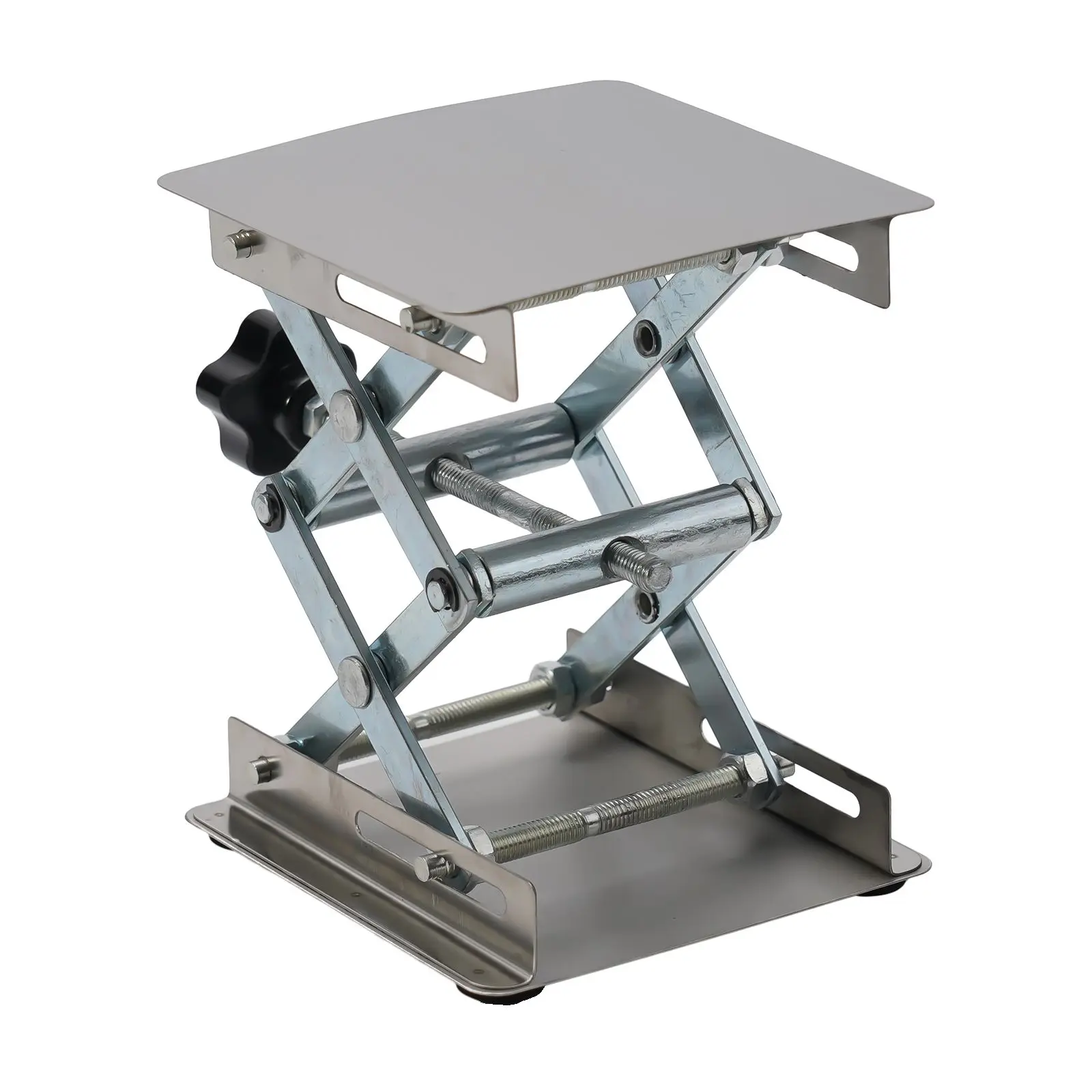 Manual Stainless Steel Lifting Table 100x100mm Adjustable Height 45-150mm Scissor Lab Jack For Platform For Woodworking