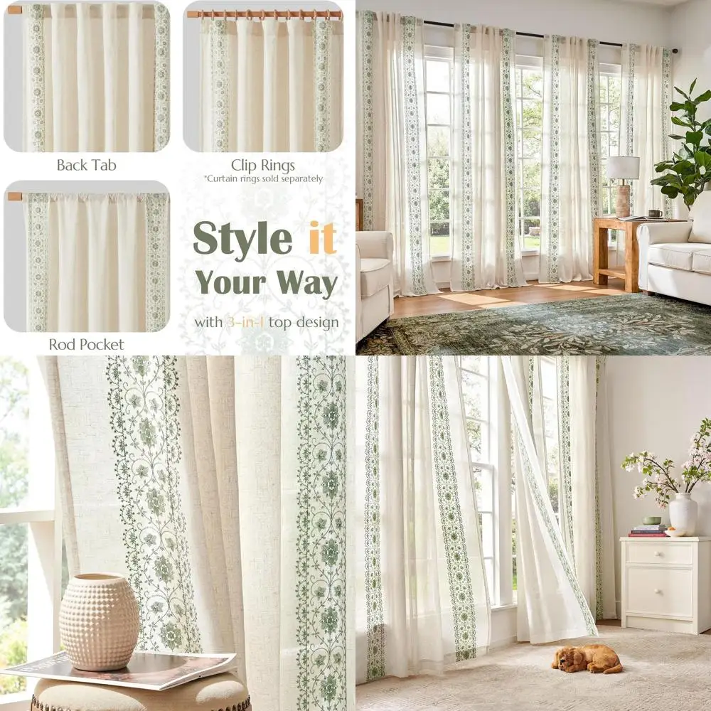 

Винтажные шторы в стиле фермерского дома цвета шалфейно-зеленый с цветочным узором, 84 льняные занавески с вышивкой, светопроницаемые, для спальни и гостиной