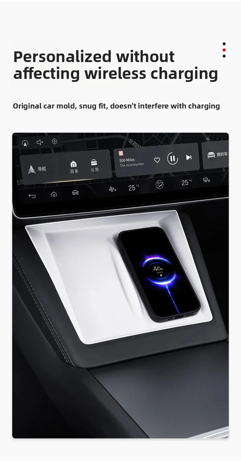 Für Tesla Model Y Juniper/Launch Model3 2024 2025 2026 Anti-Rutsch-Pad Kabelloses Ladepad Auto-Telefonhalterung Rutschfeste Matte Schutzmatte – Detail 2