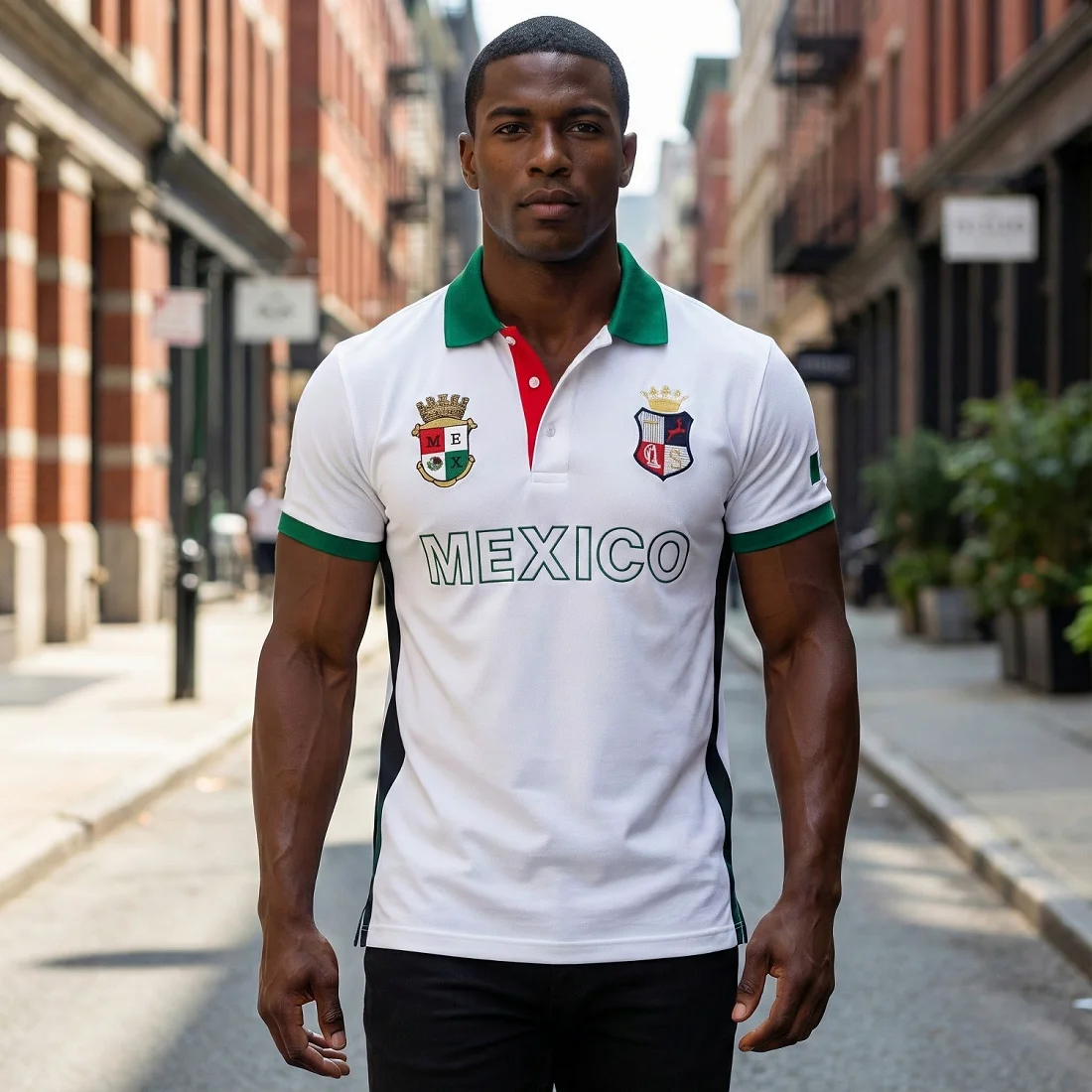 Herren-Poloshirt Mexiko Unabhängigkeitstag Weihnachten Baumwolle Stickerei Farbverlauf Klassisches Modedesign Original-Design Baumwolle