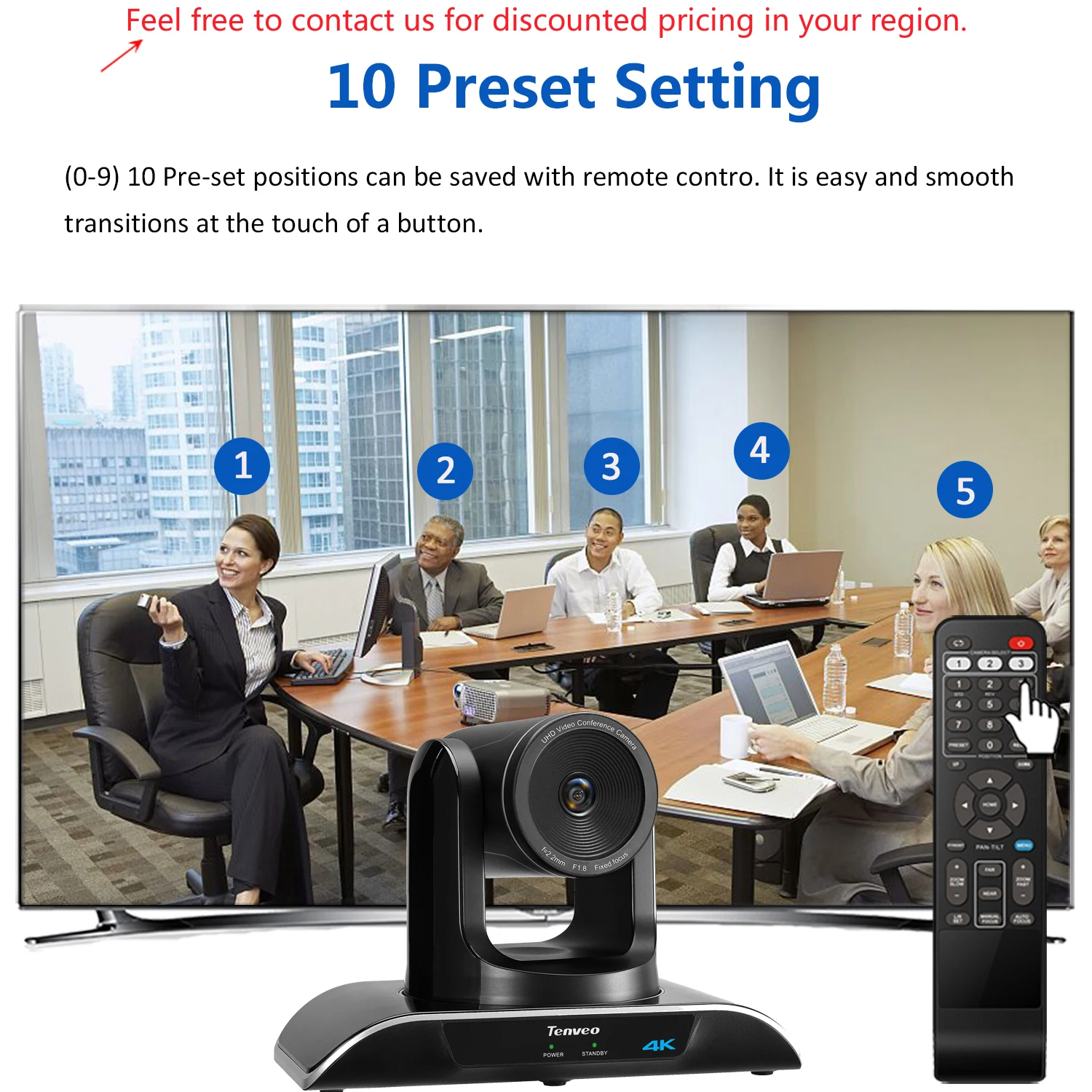 Tenveo VHD4K-AI 5x Digital Zoom AI Tracking And AI Gesture Control Camera Conference Video Camera Conference Camera