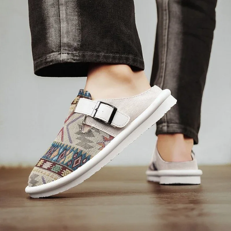 

Мужские сандалии с принтом, домашняя полуповседневная летняя распродажа, обувь Mascullino Trend 2025, дизайнерские роскошные элегантные тапочки для мужчин