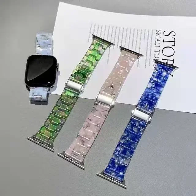 Harz-Uhrenarmband für Apple Watch 6 5 4 Band 42 mm 38 mm transparenter Correa-Gürtel für iWatch 6 Serie 5 4 3/2 Armband 44 mm 40 mm