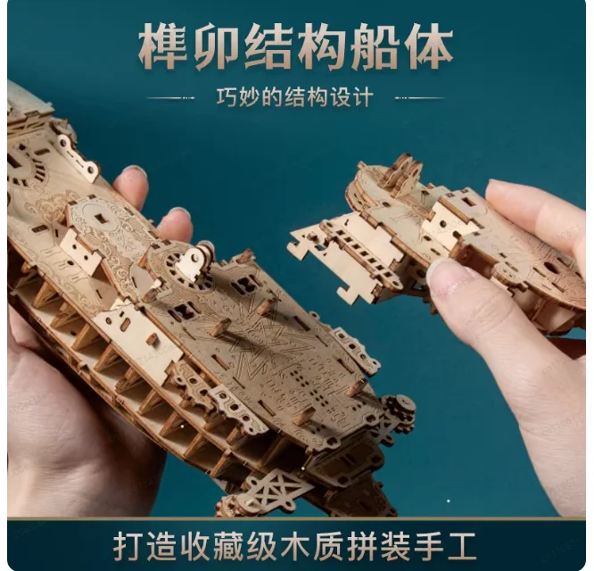 Steampunk Mysteries Pirate Ship of Future 3D Wooden Puzzle Kits DIY Assembly Toy Ornament for Adults Kids Gift Model