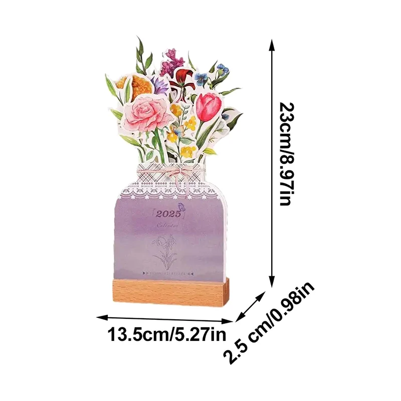 Calendrier de bureau Bloredépensé Flower, carte en bois créative, calendrier de bureau, calendrier d'insertion de carte Icidal Strator, haute qualité, 2025