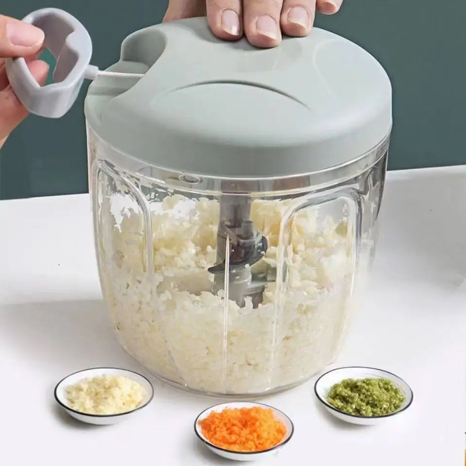 Large Garlic Masher Manual Meat Grinder & Vegetable Cutter Household Multi-functional Pull String Food Chopper Kitchen Garlic Mi
