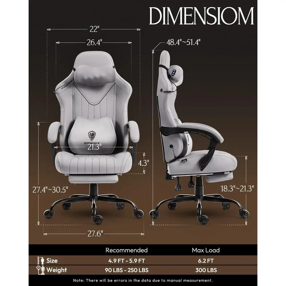 Silla ergonómica para juegos con respaldo alto y masaje de cuello Shiatsu, soporte lumbar, altura ajustable y cuero cómodo para el hogar