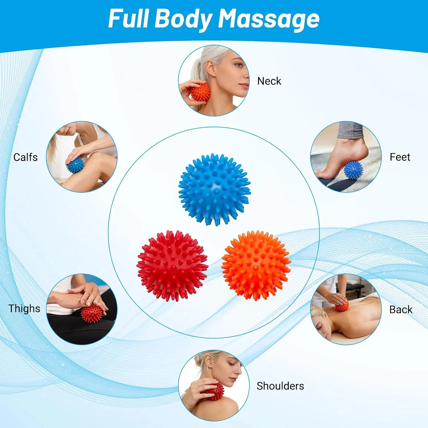 9cm Spiky Massage Ball, Hand Foot Waist Back Relax, Yoga Use, Plantar Fasciitis Relief & Acupoint Massage - view 5
