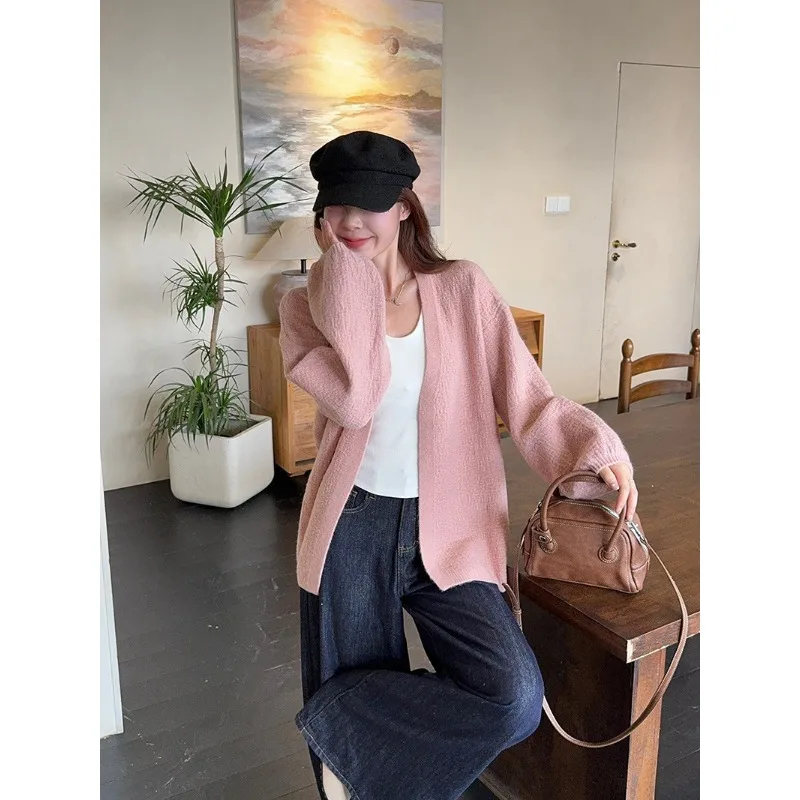 الخريف والشتاء أزياء كسول نمط تنوعا فضفاضة منتصف طول بلون نفخة الأكمام سترة سترة المرأة الأعلى #4