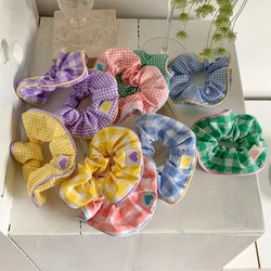 Summer Ribbon Hair Ties Ropes Plaid Fabric Large Elastic Hair Bands Scrunchies Girls Ponytail Holder Sweet Headwear Accessories