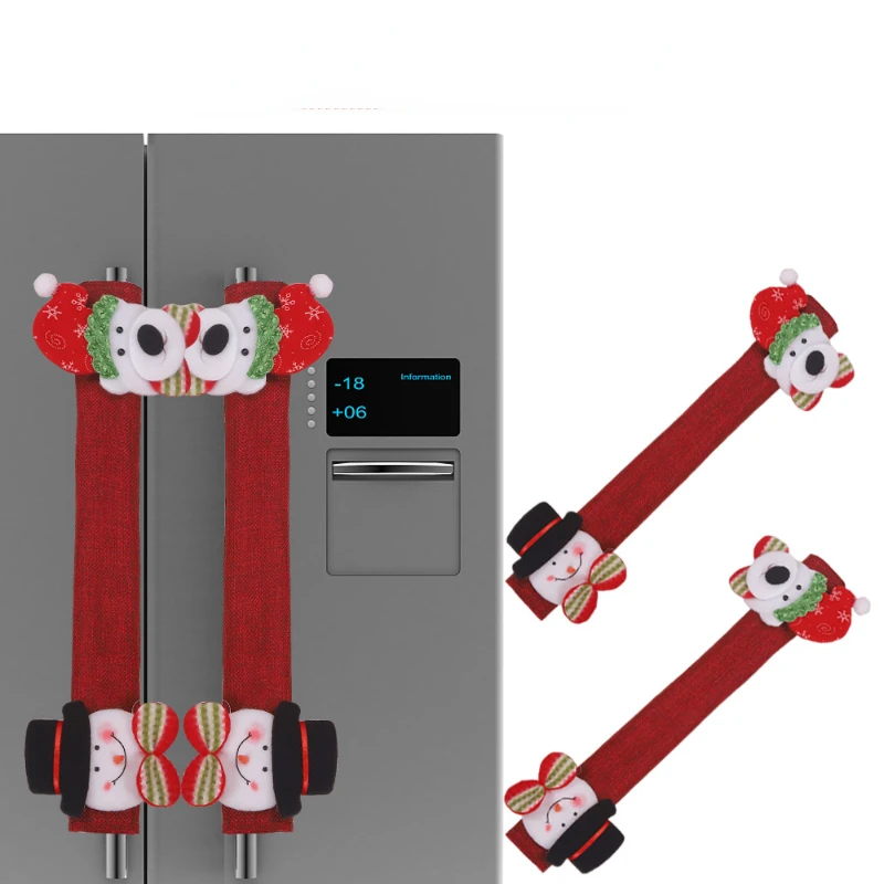 Microwave Oven Door Handle Cover Door Pull Gloves Linen Refrigerator Handle Gloves Christmas Decorations Перчатки Дверные