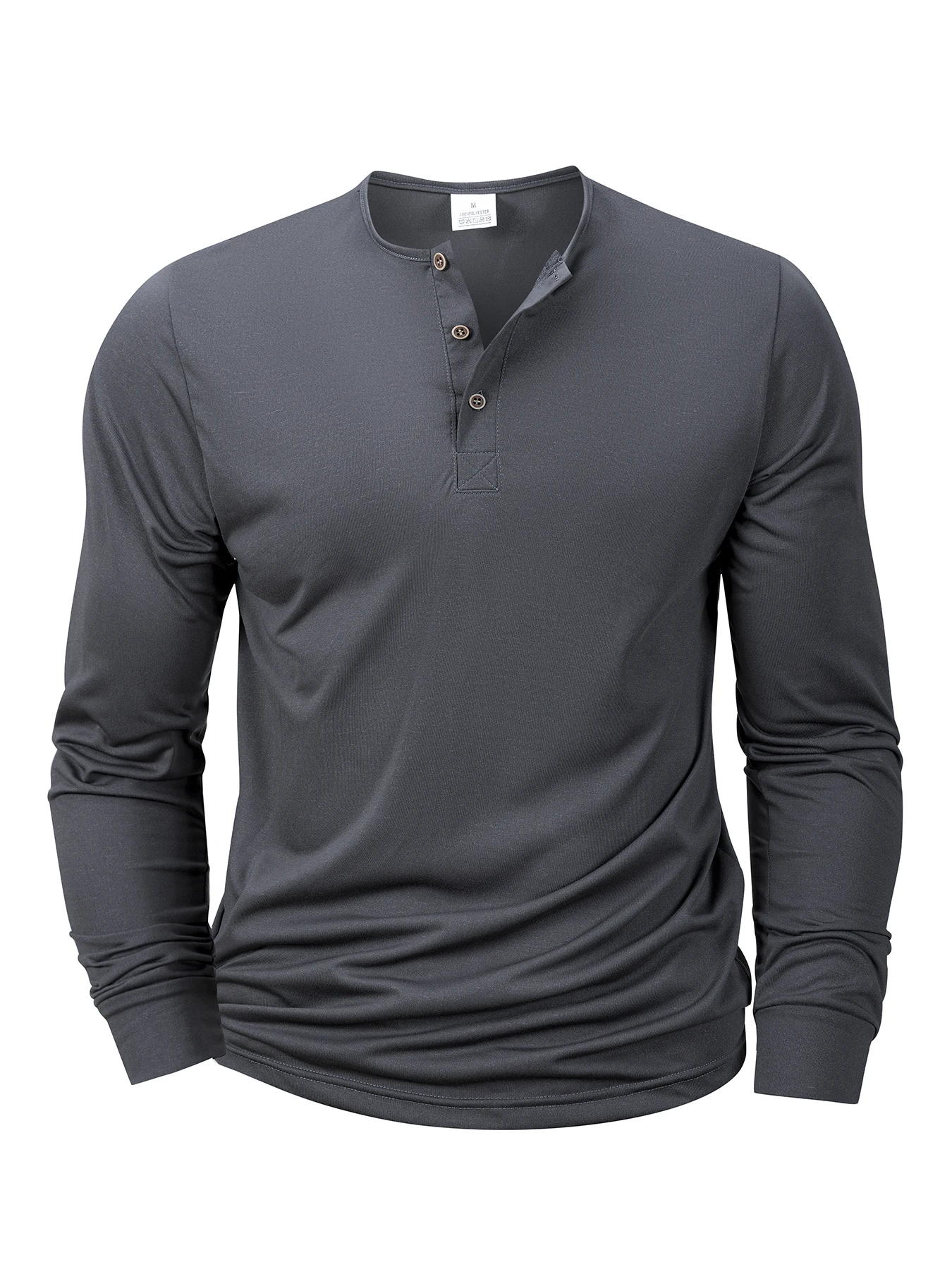 Men's Long Sleeved Henley Neck T-shirt Slim Fit Bottoming Shirt Fitness Tops Tees Button Neck Casual Cozy Tshirt image 6