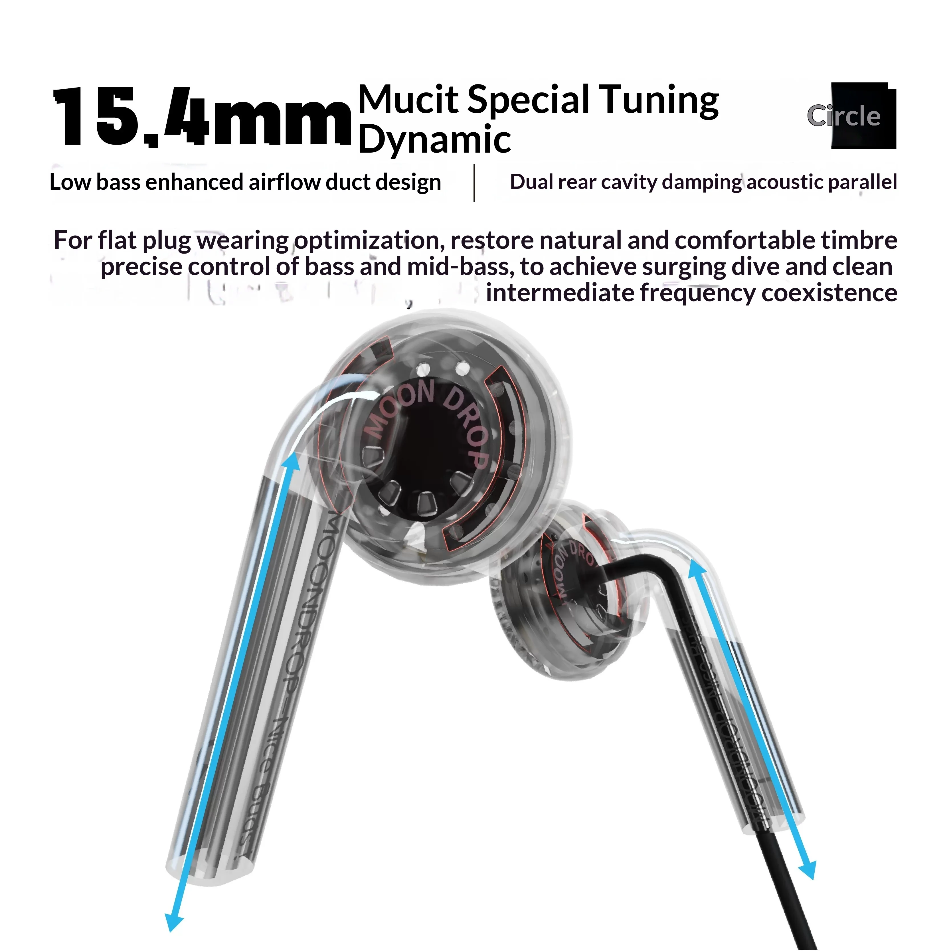 Moondrop Nice Buds Earphone 15.4mm Large Dynamic Driver Flat-Headed Earbuds 3.5mm Stereo Wired Flat Head Earplugs Bass Boost view 5