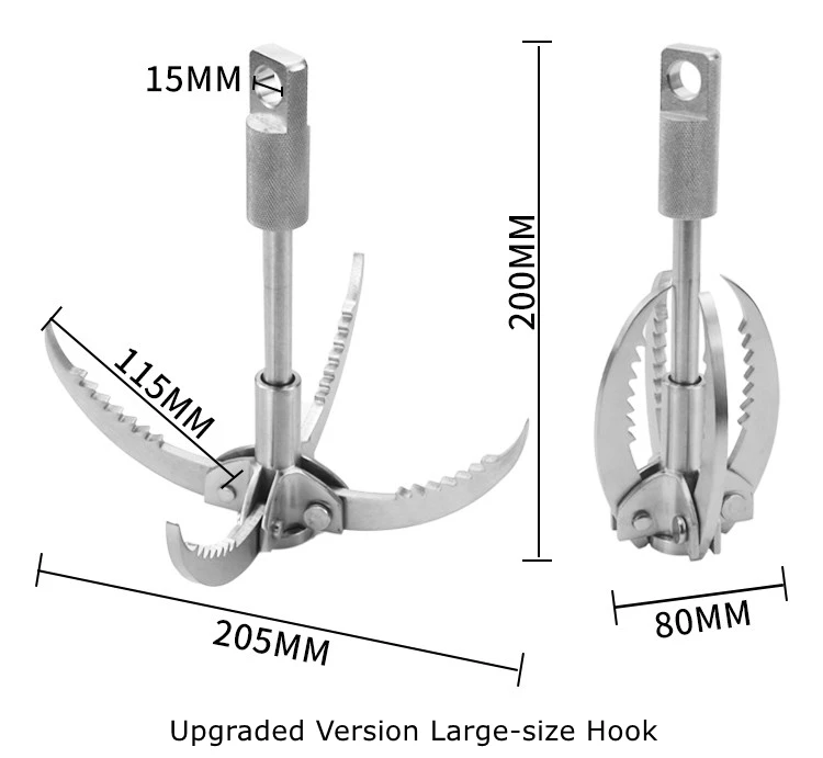 1 set Stainless Steel Grappling Hook, Foldable Survival Climbing Claw with 7.5m Suspension Line for Outdoor Rescue Climbing