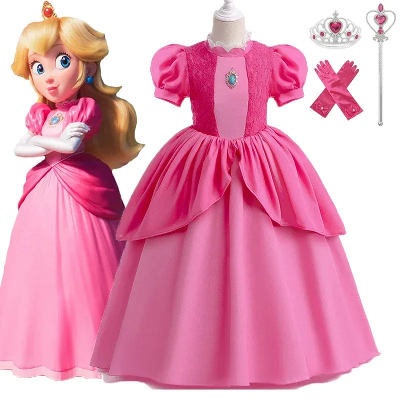 2024 pêssego pinkie torta princesa cosplay vestido menina traje festa de aniversário palco performace roupas crianças carnaval roupas extravagantes