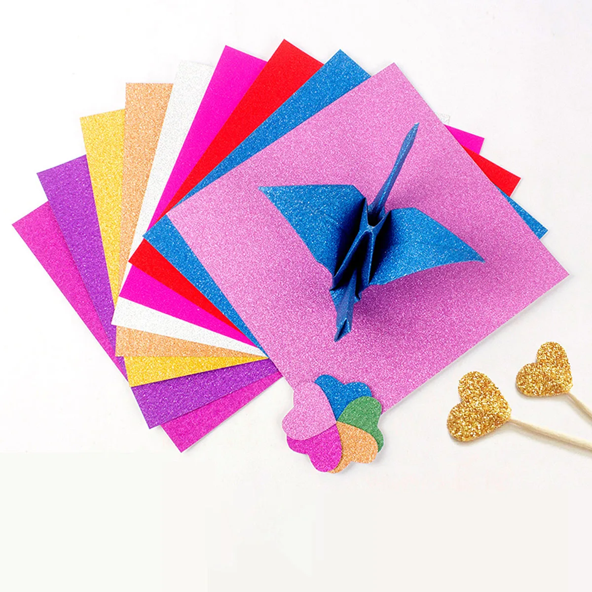 

100 Sheets Glitter Paper 10 Colors Eco Friendly Smooth Durable DIY Material Craft Projects Handmade Art Decorative