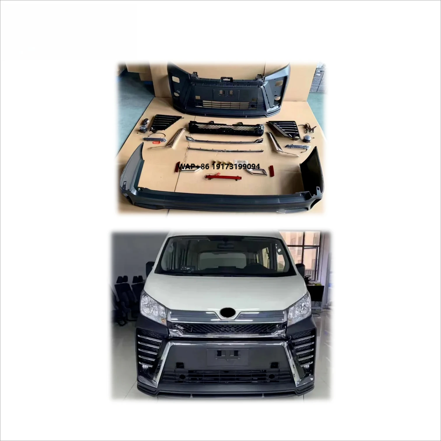 High Quality 2019-2022 Toyo-ta Hiace 300 Bodykit Upgrade Vellfire Modelli-sta M Style Front & Rear Bumpers PP New Condition