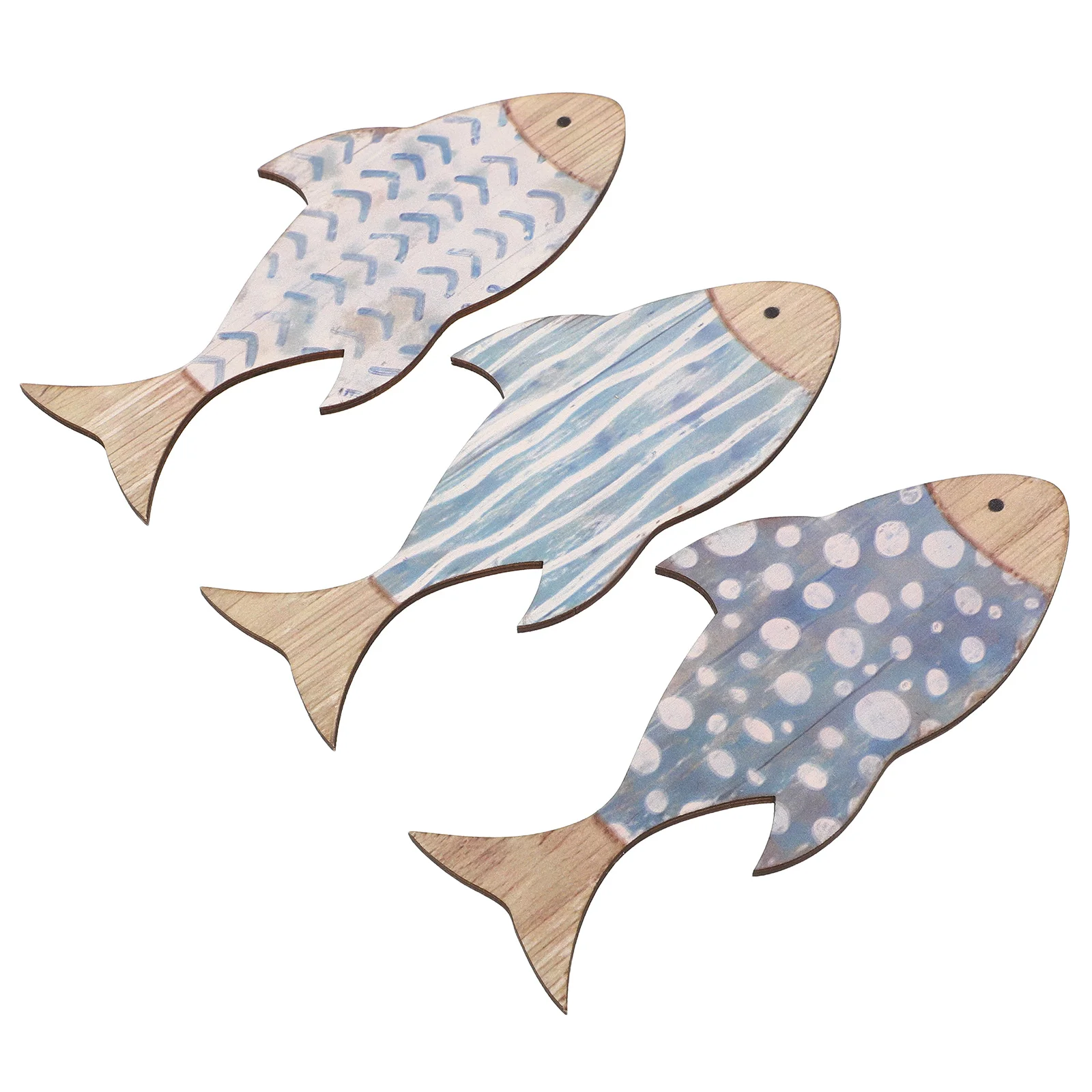 

3Pcs Wood Fish Wall Art Unique Nautical Sculpture Decor Beach Style Marine Theme Easy Install for Indoors Outdoors Home Office