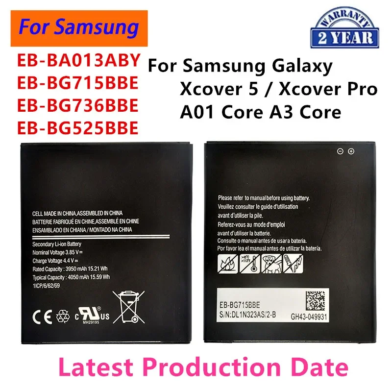 Brand New Battery EB-BG715BBE EB-BG736BBE For Samsung Galaxy Xcover 5 G525F  Xcover Pro Xcover6 Pro A01 Core A3 Core SM-A013F