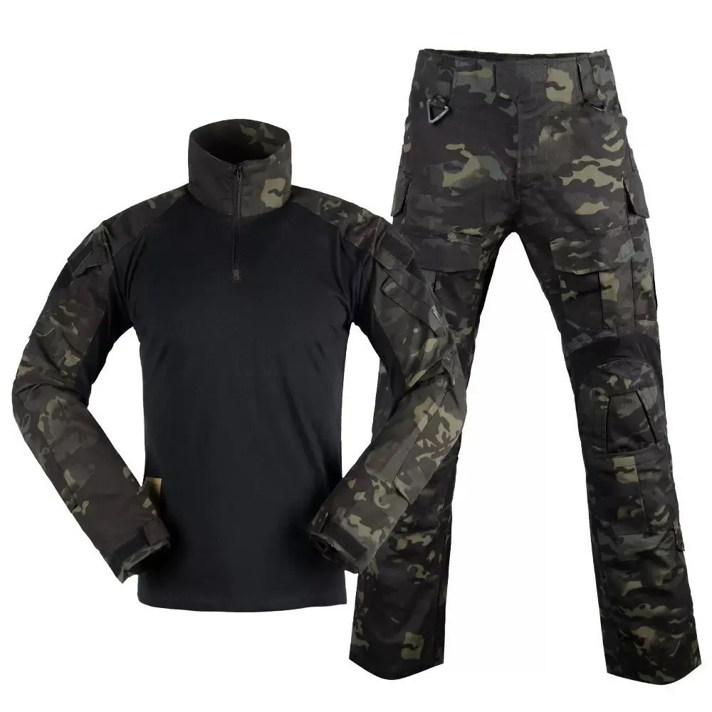 Summer Camouflage Wear-Resistant G3 Combat Uniform Breathable Frog Suit Camouflage Tactical Set, Long Sleeve Shirt with Pants​
