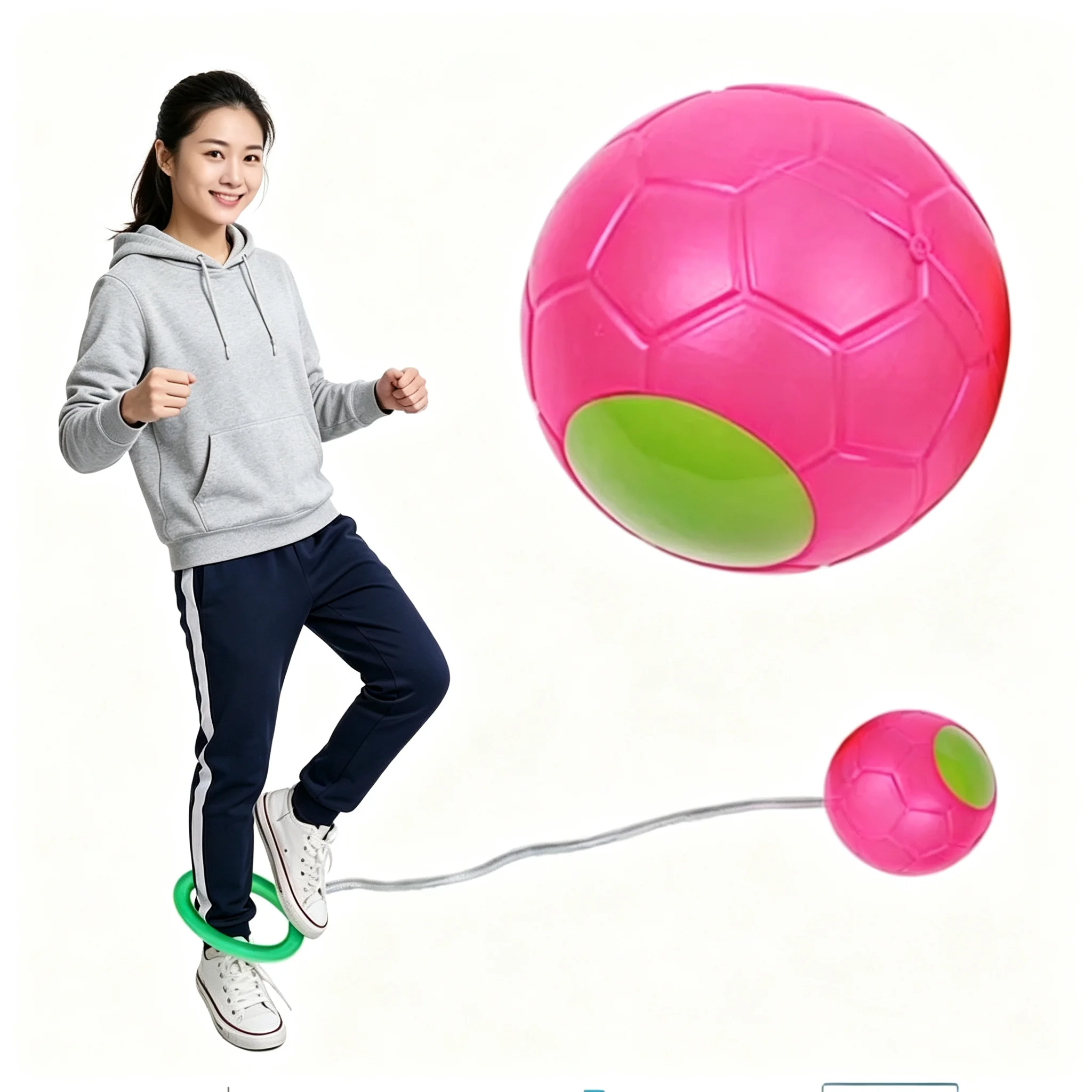 Outdoor Fun Toy Jump Ball Rotation Jump Ring Single Foot Jump Rope Ball Exercise Coordination Balance Elastic Response