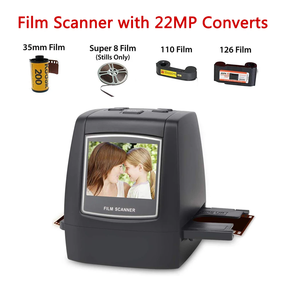 Tela Lcd Film Scanner 2.4 22mp Converte 126kpk 135 110 Super Negativo Slide Digital Photo Viewer Built-in 128mb de Memória