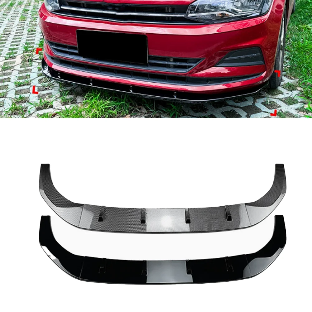 Alerón delantero para Volkswagen VW Polo MK6 Virtus 2018-2023, difusor inferior, kit de carrocería exterior, aspecto de fibra de carbono