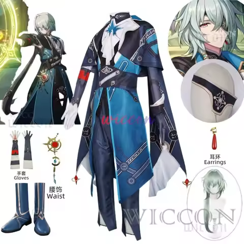 Honkai Star Rail Anaxa Cosplay Costume Anime Cosplay Anaxagoras Wig Uniform Full Set Game Green Wig Party Outfits Halloween