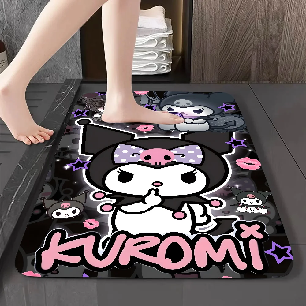 

Sanrio K-Kuromi Anime Floor Mat Graphic Printed Flannel Doormats For Bathroom Kitchen Entrance Carpet Home Decor