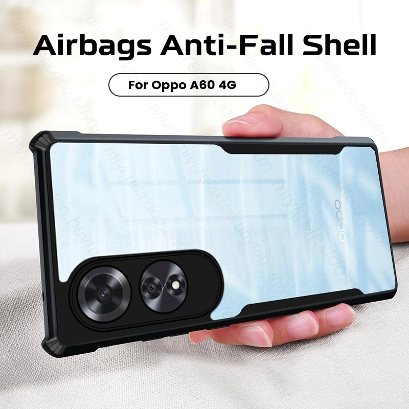 Clear Acrylic Back Cover For Oppo A60 4G 2024 Case TPU Soft Bumper Shockproof Coque OppoA60 Orro Opo A 60 60A 4G CPH2631 6.7