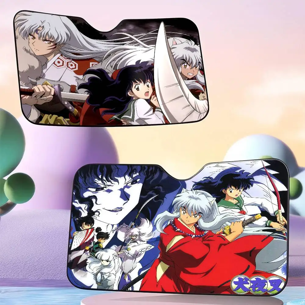 Parasol plegable para parabrisas de coche con diseño de anime japonés I-Inuyasha, protector solar contra rayos UV para ventana delantera