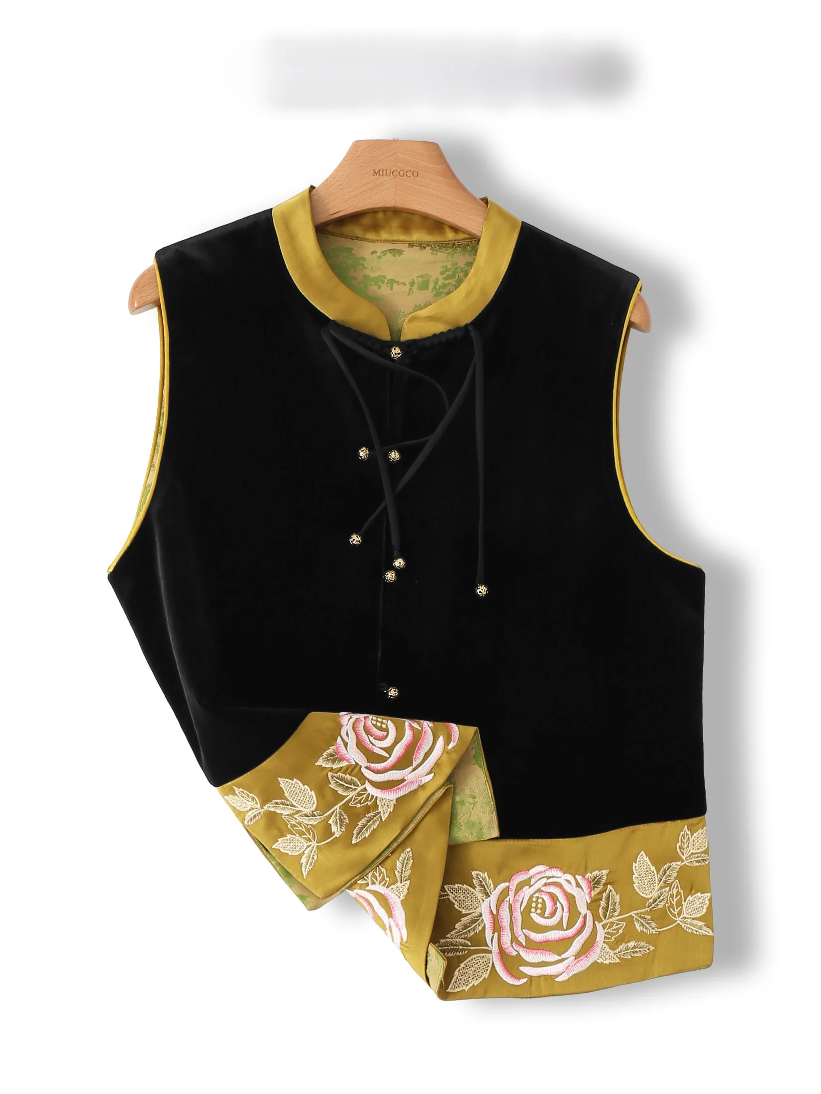 

Chinese Style Velvet Embroidered Vest Women's Retro National Trend New Middle Eastern Style Sequin Element Bordered Jacket